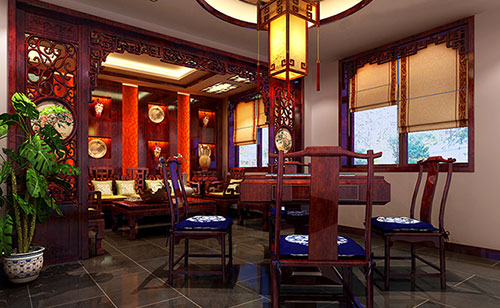 汉阴古典中式风格茶楼包间设计装修效果图