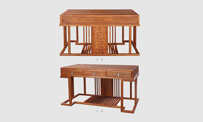 汉阴 别墅中式家居书房装修实木书桌效果图
